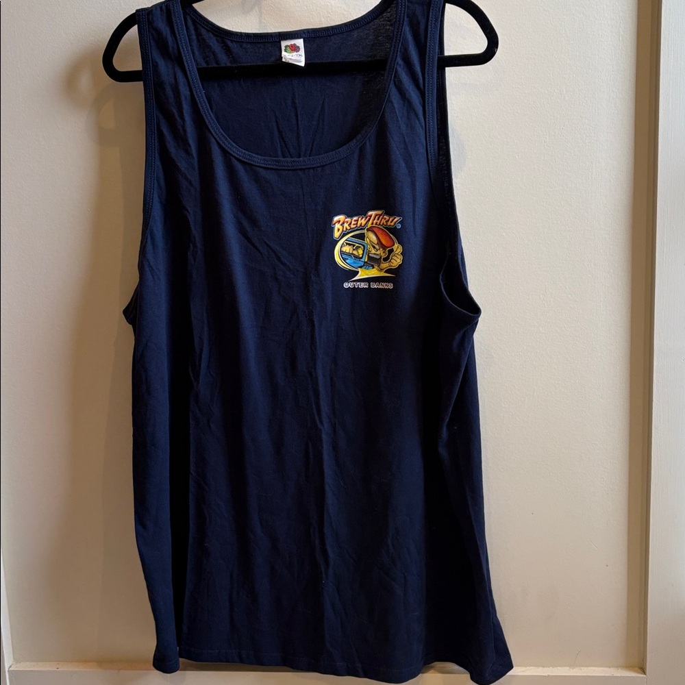 Fruit of the Loom | Navy Blue Brew Thru Tank Top OBX Outer Banks Size XL